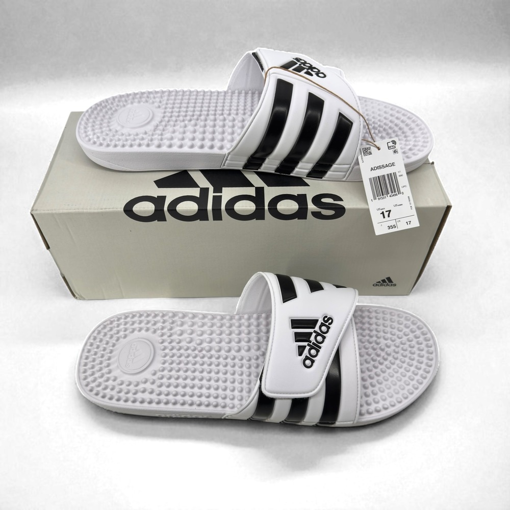 Adidas White Adissage Flip Flop‎ Slides Sandals Mens Size 17